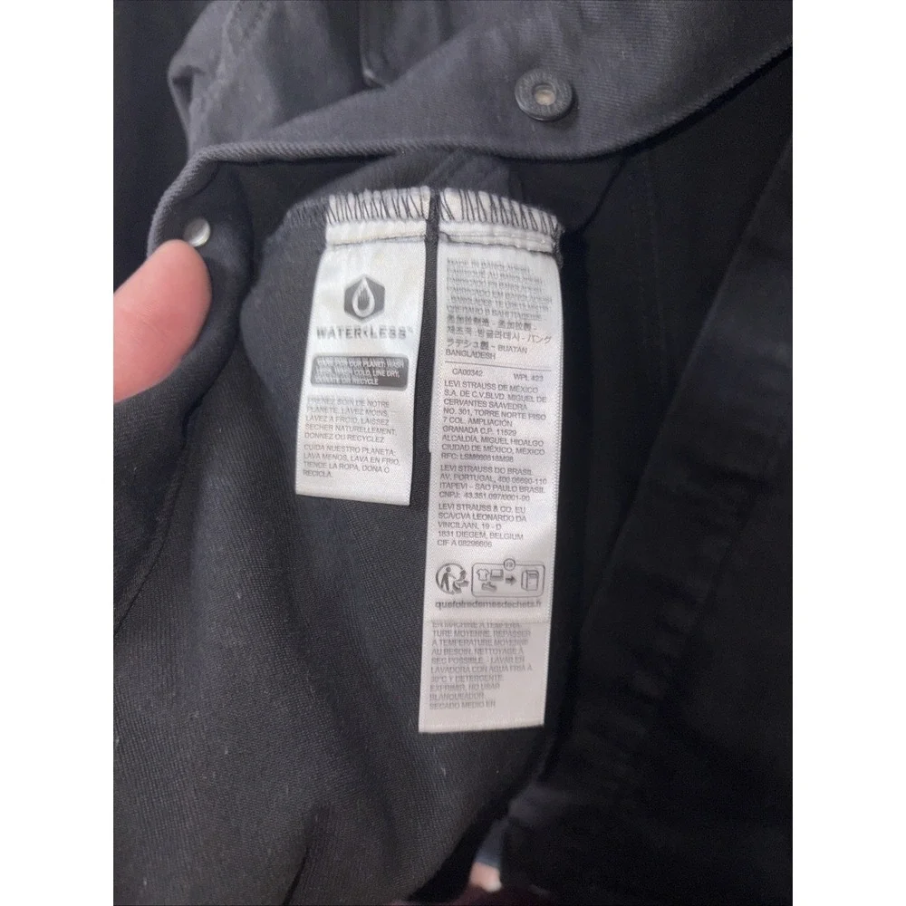 Levis Trucker Jacket Mens 2XL Faded Black Denim Stretch Unlined